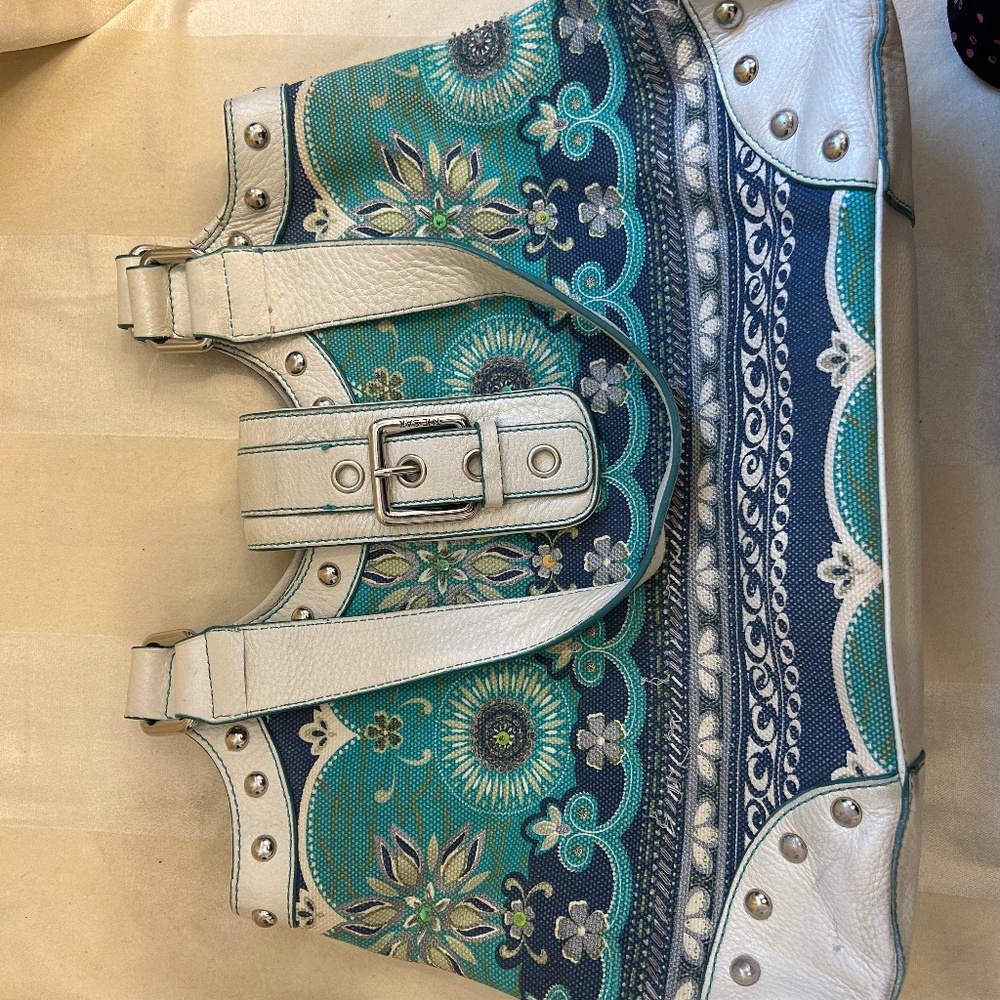 šš»- THE SAK Summer Handbag | Purse | Shoulder Bag Hight blu/white flower pr⦠- Picture 9 of 9